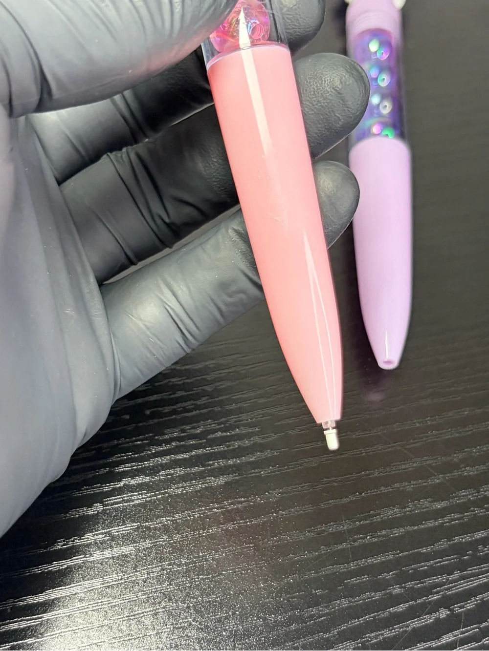 2 Kawaii Character Glitter Balls Ballpoint Pens - Pink & Lavender